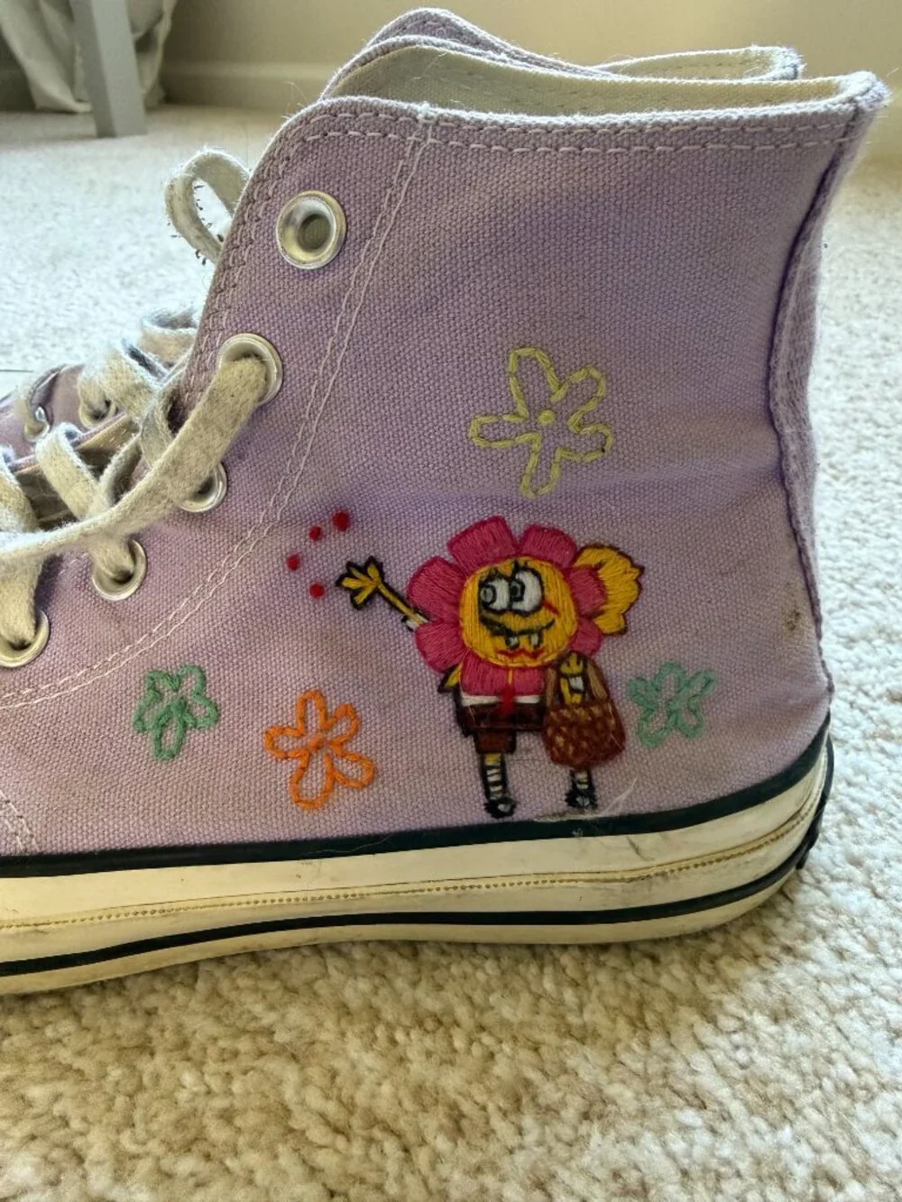Rare Spongebob Embroidered Lavendar Converse